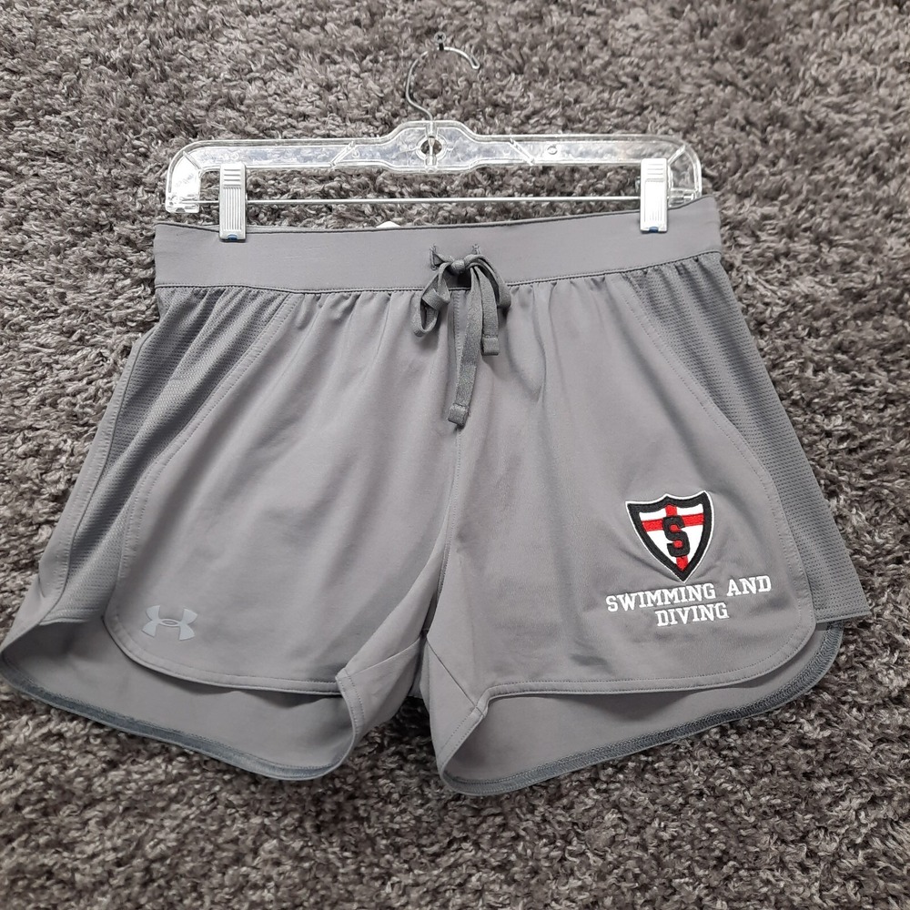 Under Armour Shorts Women Small Gray Shanley High‎ School Swimming Diving